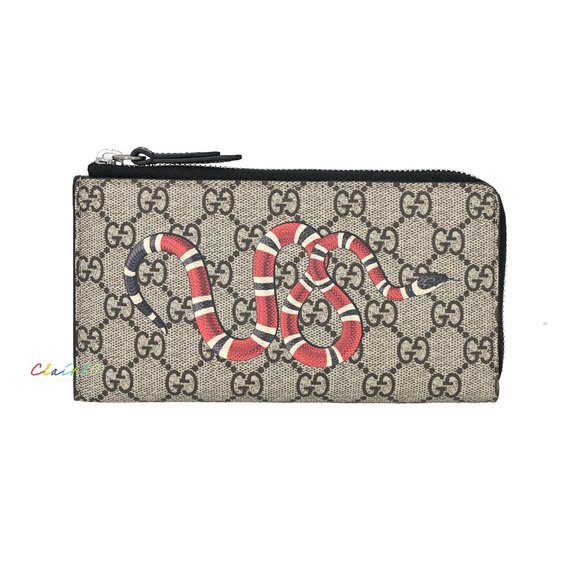 Gucci Beige and Red Snake Print Wallet - Picture 1 of 7